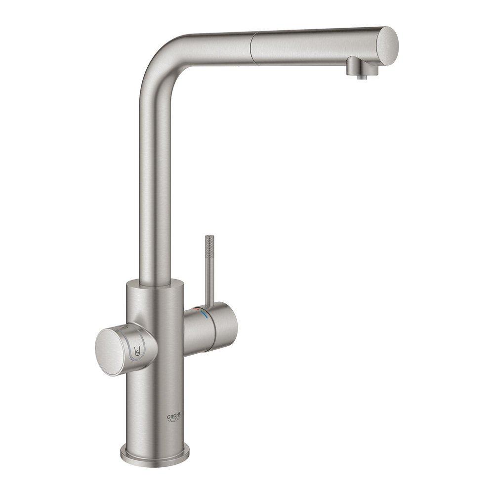 GROHE SuperSteel Infinity&trade; Single Handle Pull Down Kitchen Faucet 