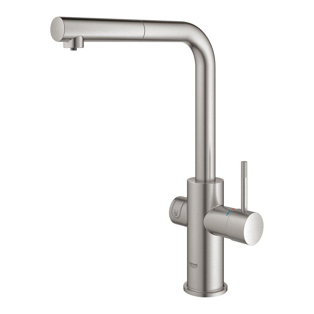 GROHE SuperSteel Infinity&trade; Single Handle Pull Down Kitchen Faucet 