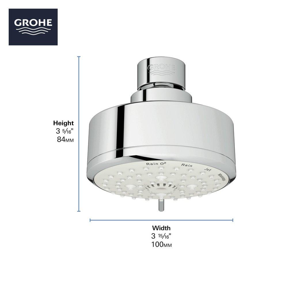 GROHE Hard Graphite Multi Function Jet, Massage and Rain Showerhead 