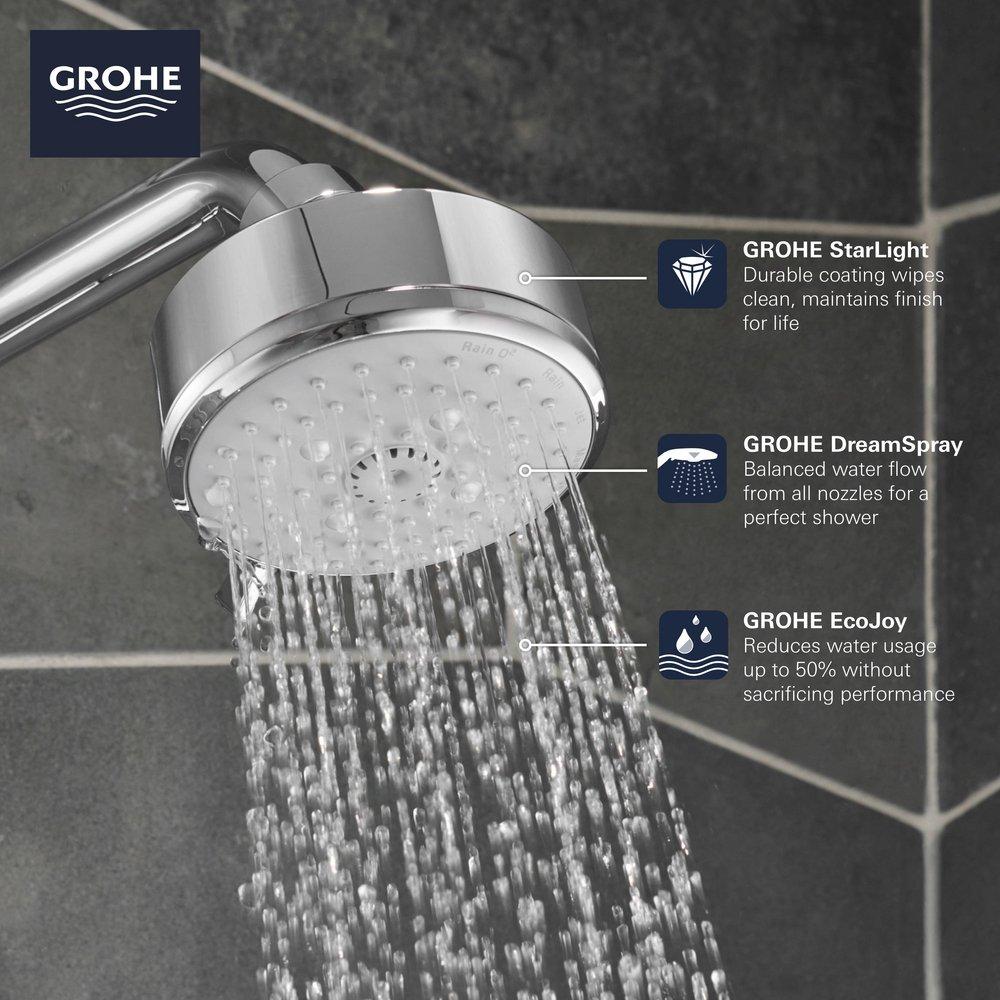 GROHE Hard Graphite Multi Function Jet, Massage and Rain Showerhead 