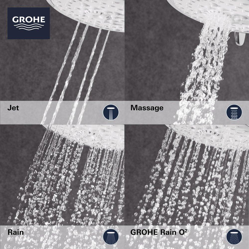 GROHE Hard Graphite Multi Function Jet, Massage and Rain Showerhead 