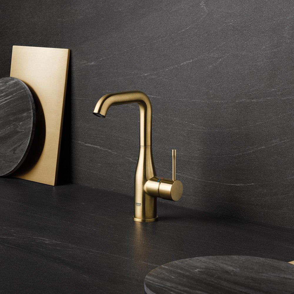 GROHE Brushed Cool Sunrise Single Handle Monoblock Vessel Filler Bathroom Sink Faucet 