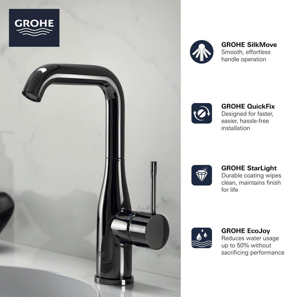 GROHE Brushed Cool Sunrise Single Handle Monoblock Vessel Filler Bathroom Sink Faucet 