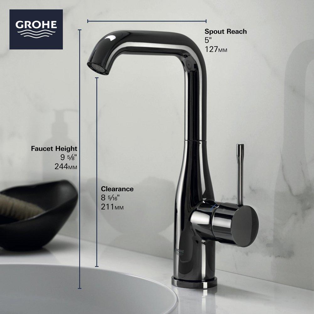 GROHE Brushed Cool Sunrise Single Handle Monoblock Vessel Filler Bathroom Sink Faucet 