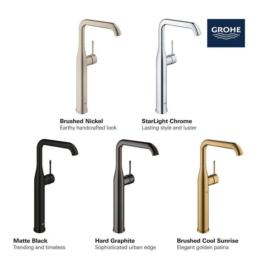 GROHE Graphite Single Handle Vessel Filler Bathroom Sink Faucet Lever Handle 