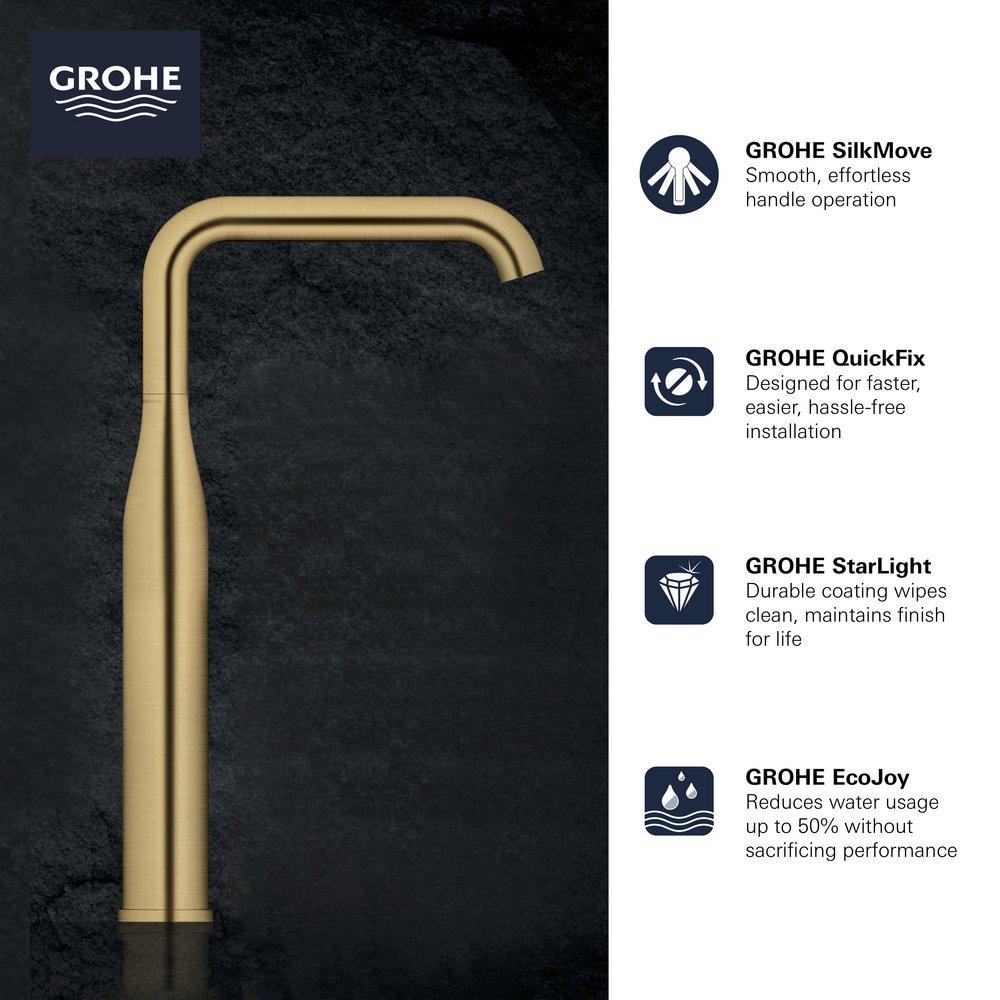 GROHE Graphite Single Handle Vessel Filler Bathroom Sink Faucet Lever Handle 