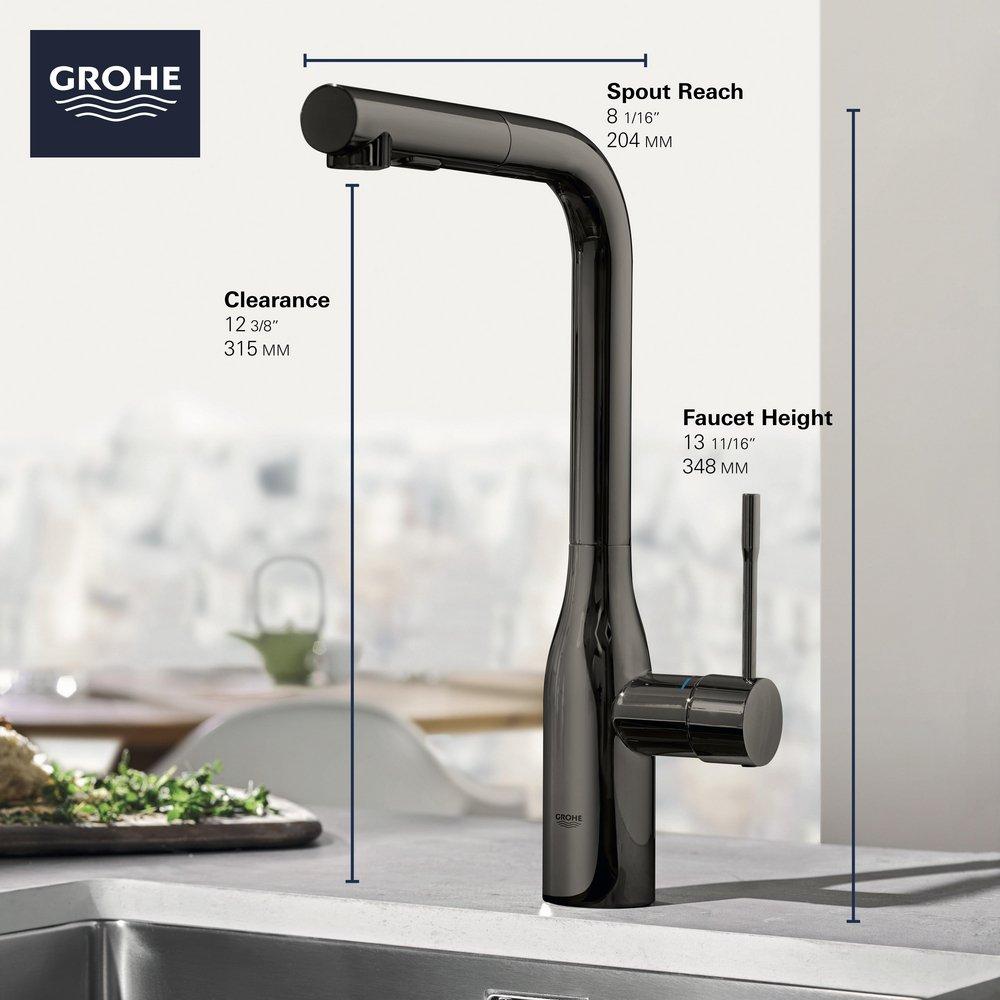 GROHE Hard Graphite Single Handle Pull Out Kitchen Faucet 