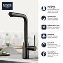 GROHE Hard Graphite Single Handle Pull Out Kitchen Faucet 