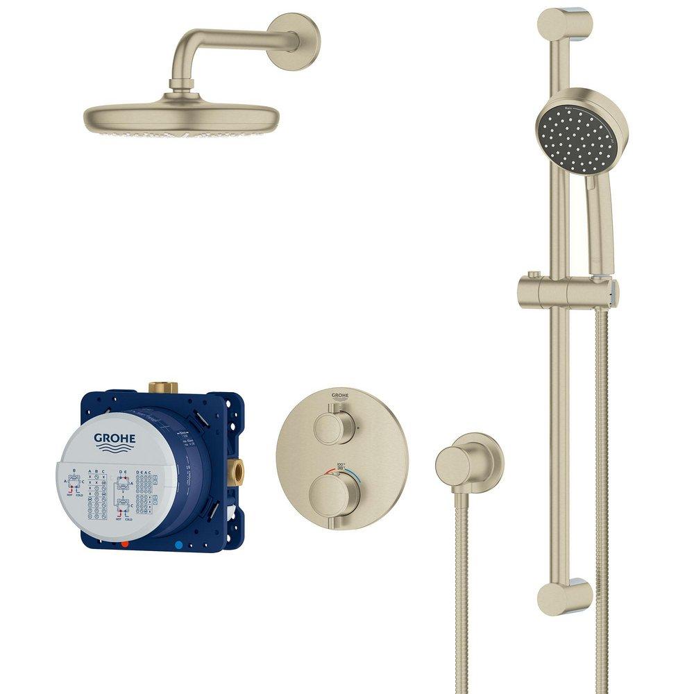 GROHE Brushed Nickel Two Handle Multi Shower System 