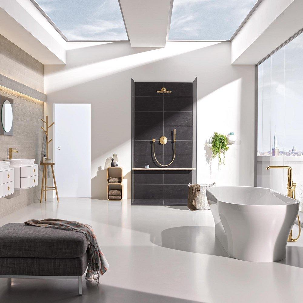 GROHE Brushed Cool Sunrise Single Handle Lever Floor Mount Filler 