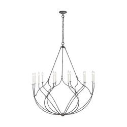 720W 12-Light 43.5in.  Chandelier with Torpedo Candelabra Bulbs in Weathered Galvanized
