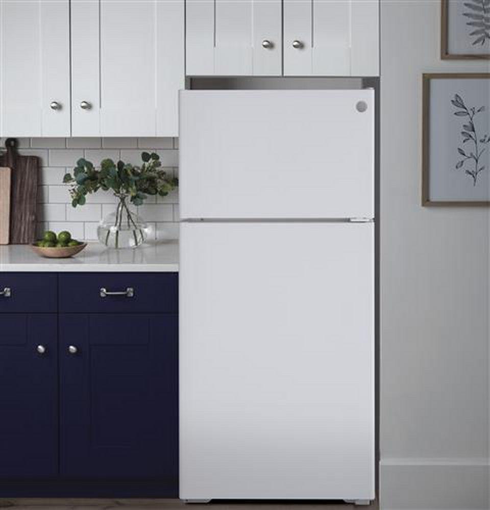 GE&reg; White 28 in. 12.6 cu. ft. Top Mount Freezer Refrigerator 
