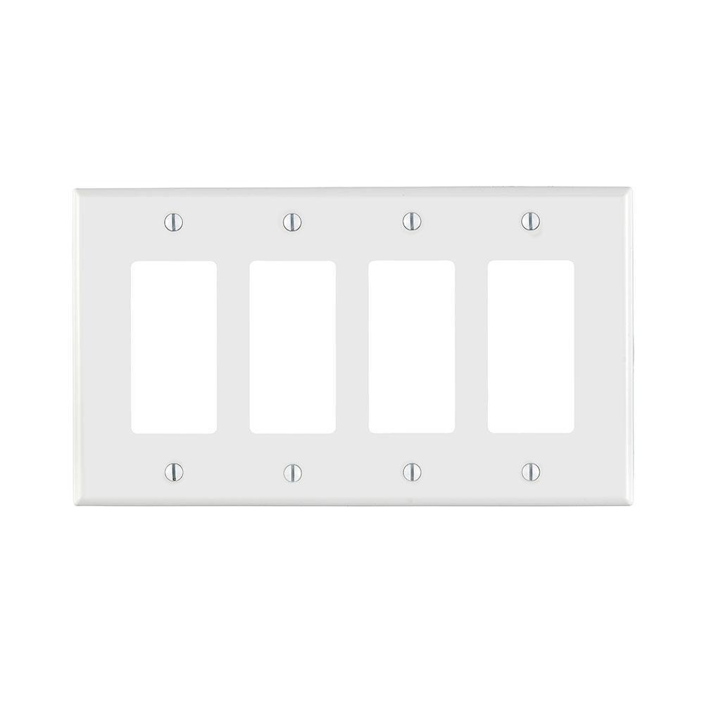 LEVITON White 4-Gang Midway Size Wall Plate 