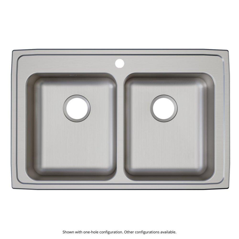 Elkay Lustrous Satin 33 x 21-1/4 in. Stainless Steel Double Bowl Drop-in Kitchen Sink in Lustrous Satin 