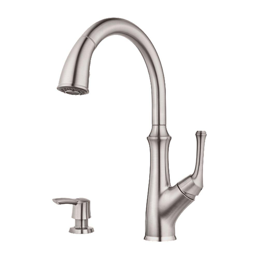 Pfister Spot Defense Stainless Steel Single Handle Pull Down Kitchen Faucet 