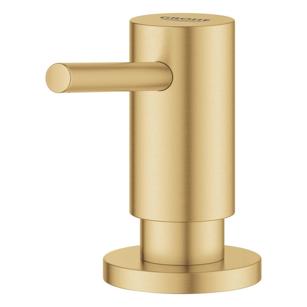 GROHE Brushed Cool Sunrise 15 oz. Deck Mount Brass Soap Dispenser with Metal and Plastic Trim 
