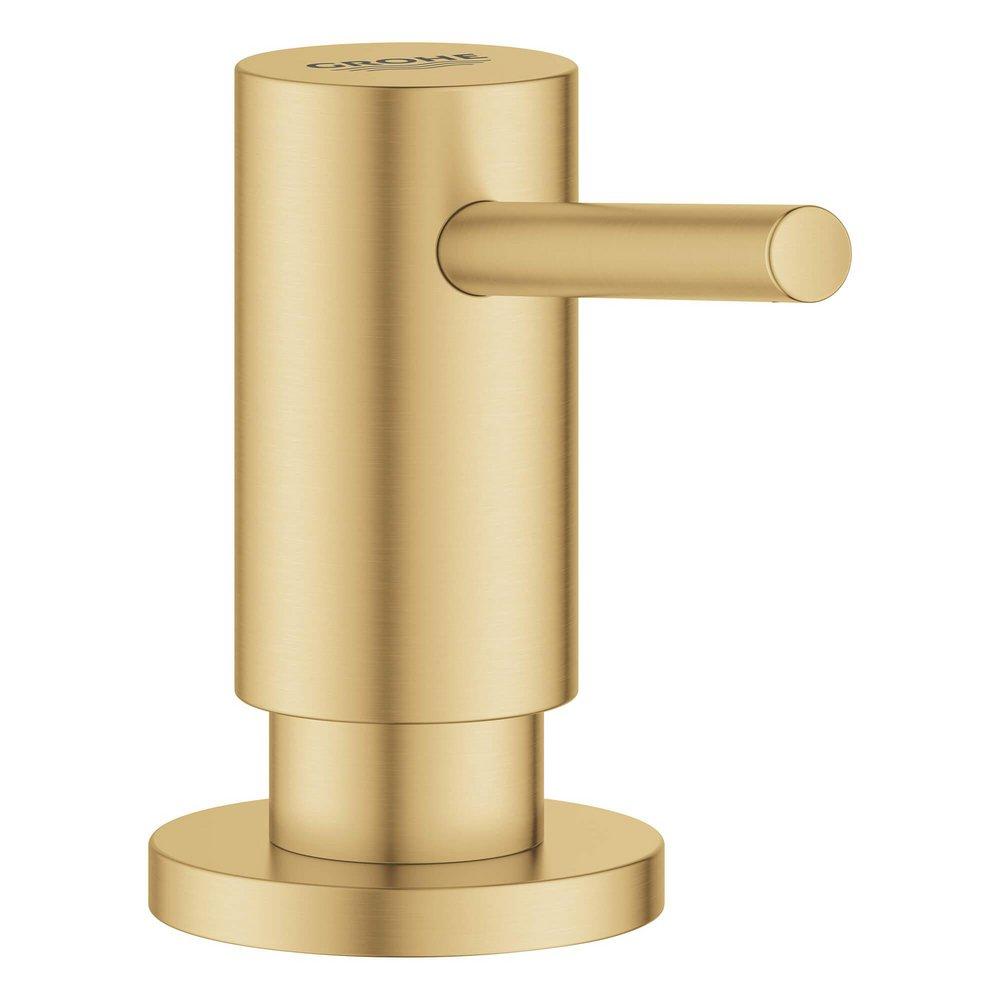 GROHE Brushed Cool Sunrise 15 oz. Deck Mount Brass Soap Dispenser with Metal and Plastic Trim 