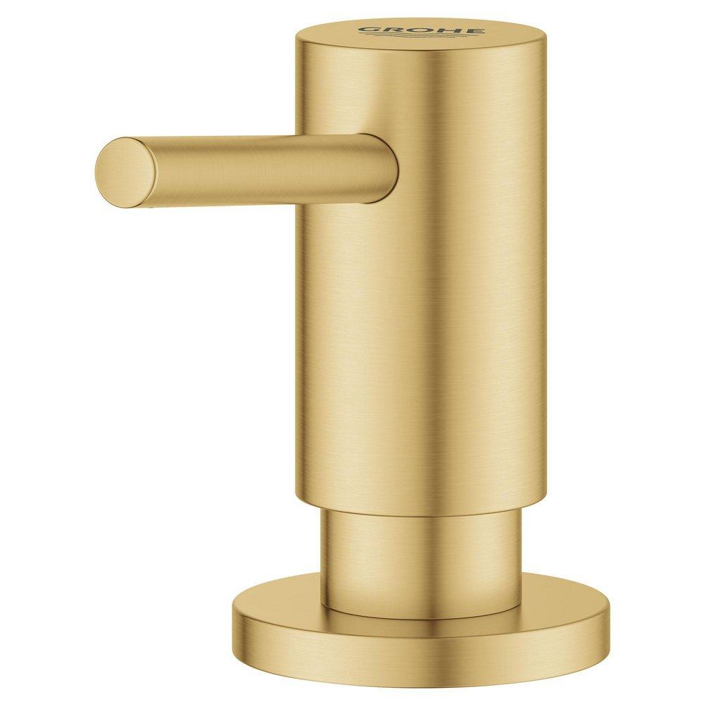 GROHE Brushed Cool Sunrise 15 oz. Deck Mount Brass Soap Dispenser with Metal and Plastic Trim 