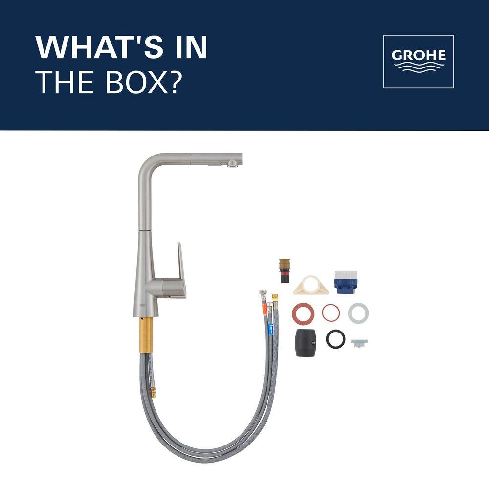 GROHE Chrome Single Handle Pull Down Kitchen Faucet 