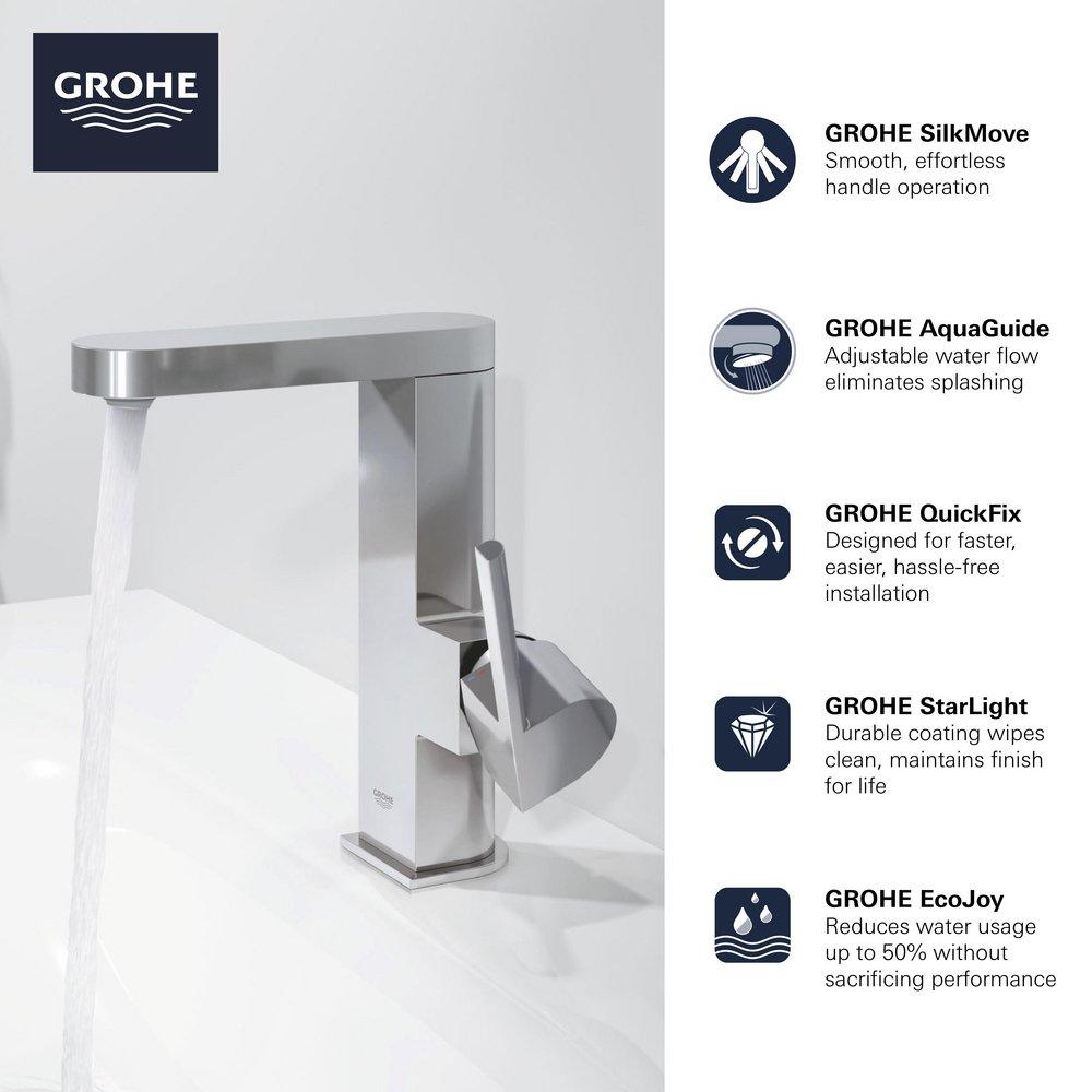 GROHE StarLight&reg; Chrome Single Handle Monoblock Bathroom Sink Faucet 