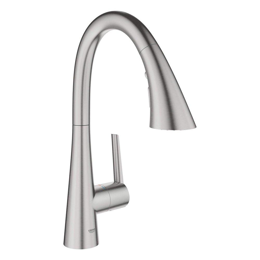 GROHE SuperSteel Infinity Single Handle Pull Out Kitchen Faucet 