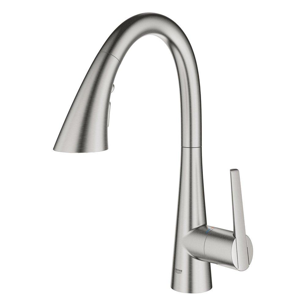 GROHE SuperSteel Infinity Single Handle Pull Out Kitchen Faucet 