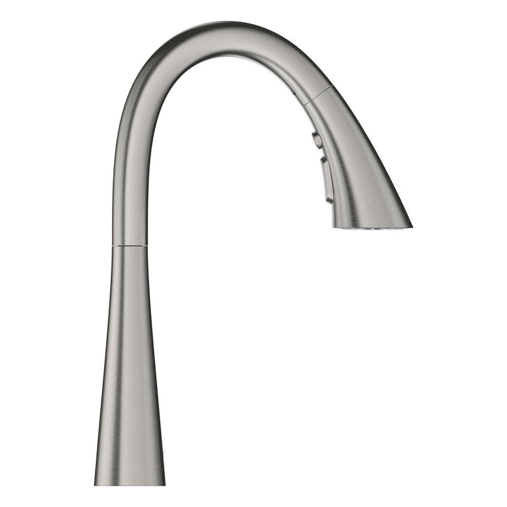 GROHE SuperSteel Infinity Single Handle Pull Out Kitchen Faucet 