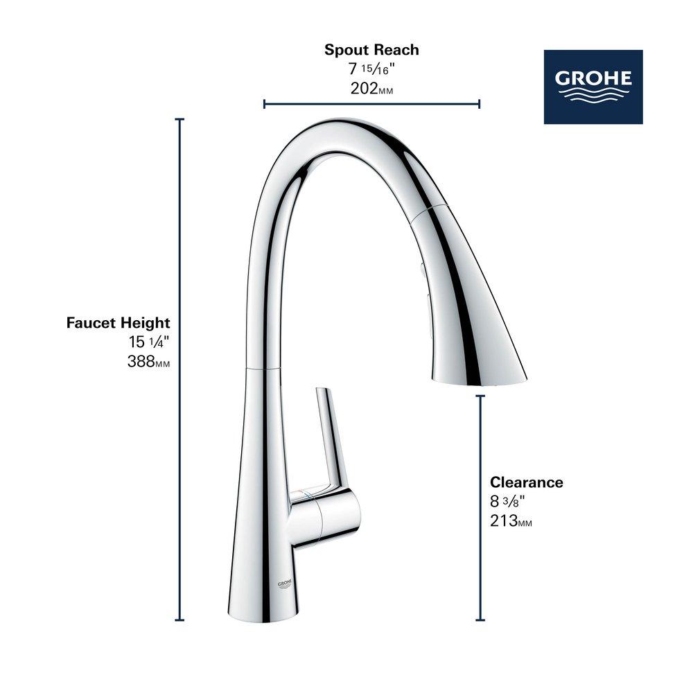 GROHE SuperSteel Infinity Single Handle Pull Out Kitchen Faucet 