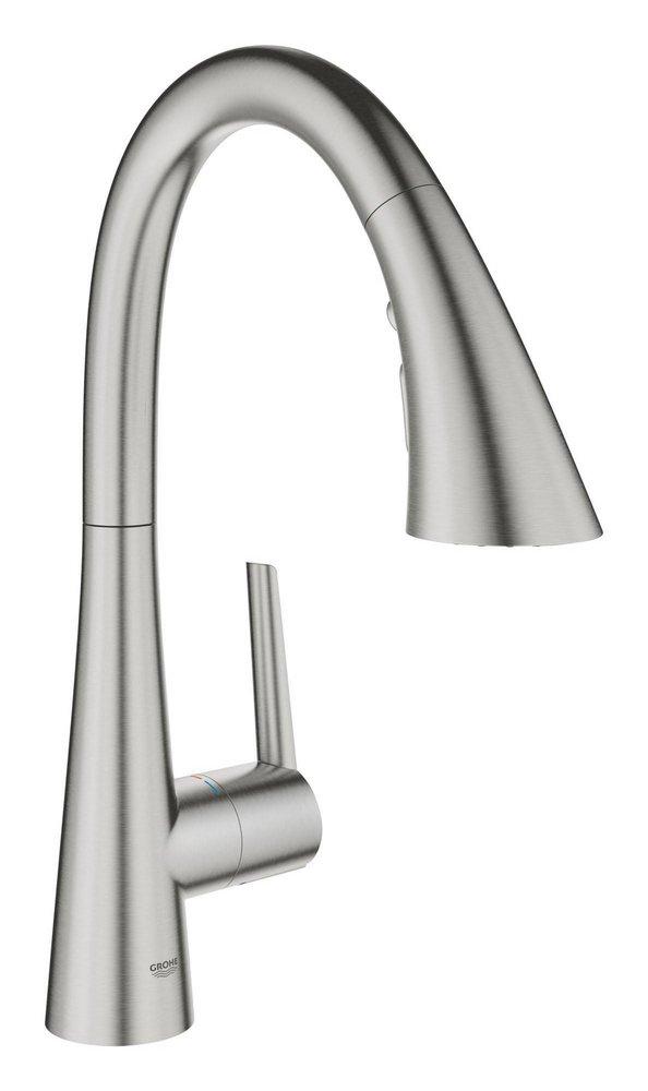 GROHE SuperSteel Infinity&trade; Single Handle Pull Out Kitchen Faucet 