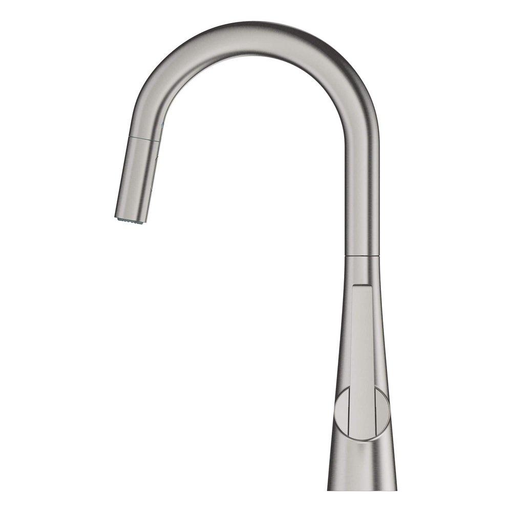 GROHE Steel Single Handle Pull Down Kitchen Faucet 