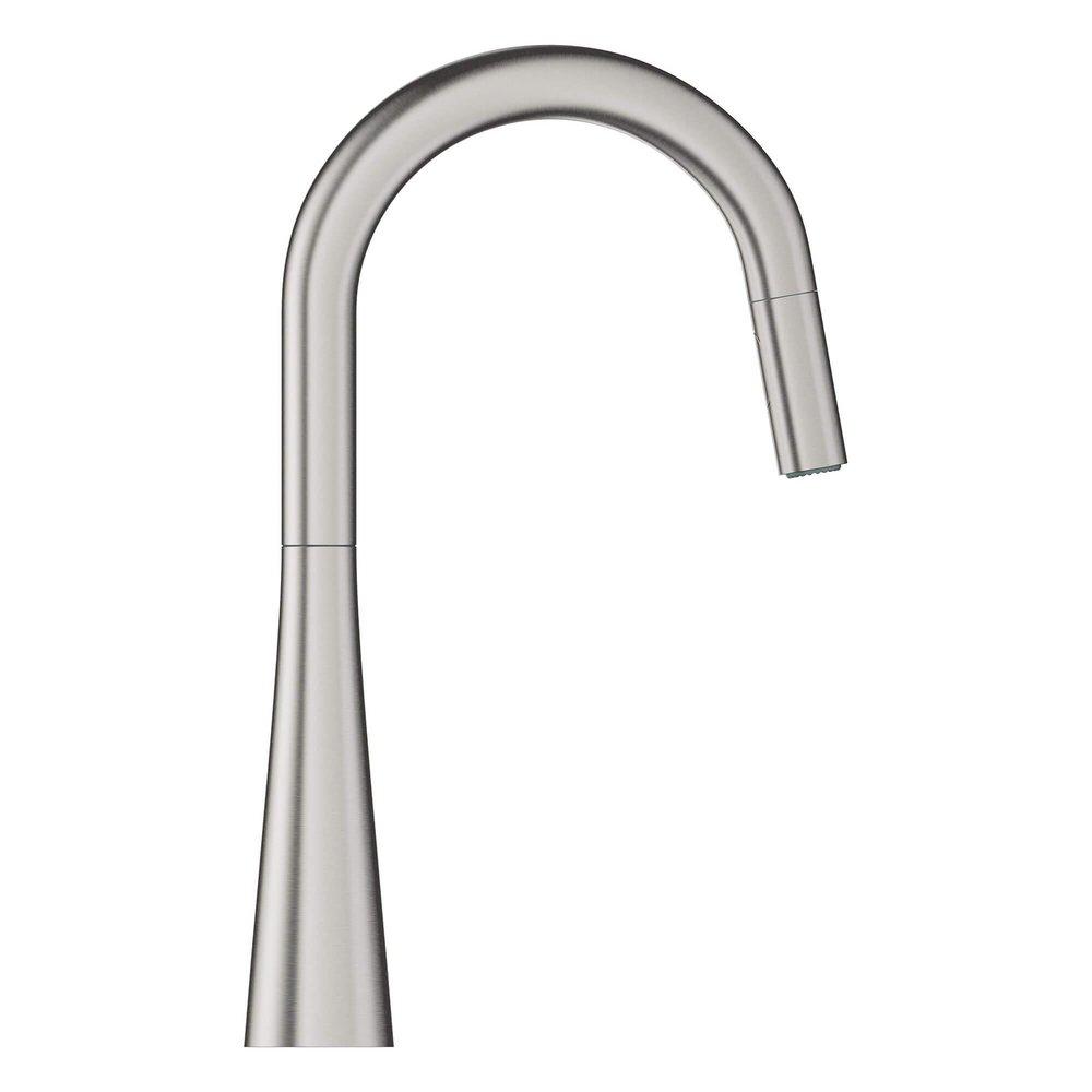 GROHE Steel Single Handle Pull Down Kitchen Faucet 