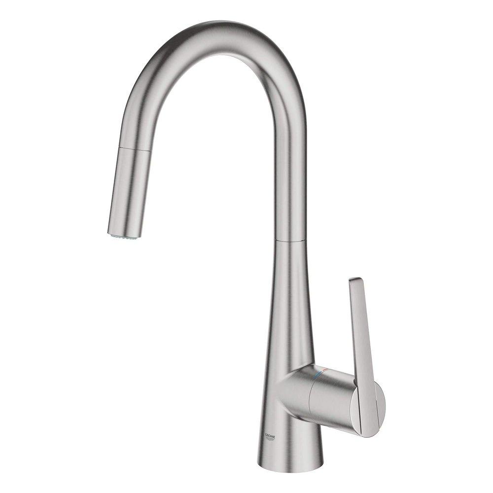 GROHE Steel Single Handle Pull Down Kitchen Faucet 