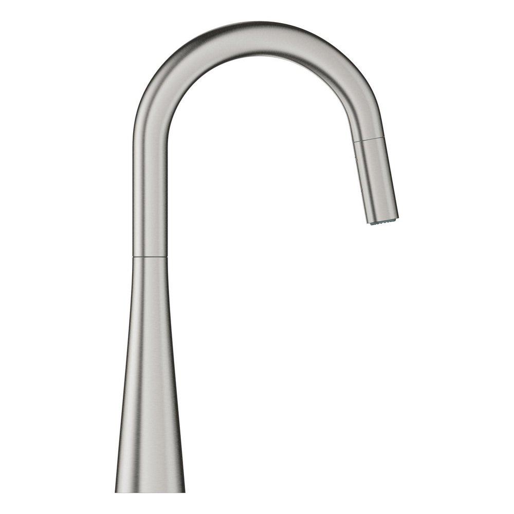 GROHE Steel Single Handle Pull Down Kitchen Faucet 