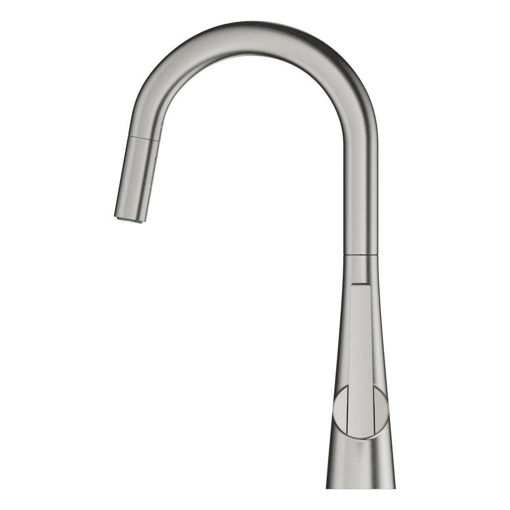 GROHE Steel Single Handle Pull Down Kitchen Faucet 