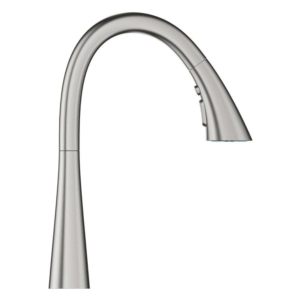 GROHE SuperSteel Infinity™ Monoblock Single Handle Pull Out Kitchen Faucet 