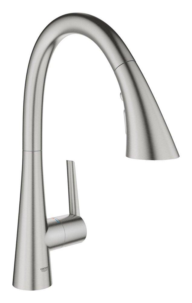 GROHE SuperSteel Infinity™ Monoblock Single Handle Pull Out Kitchen Faucet 