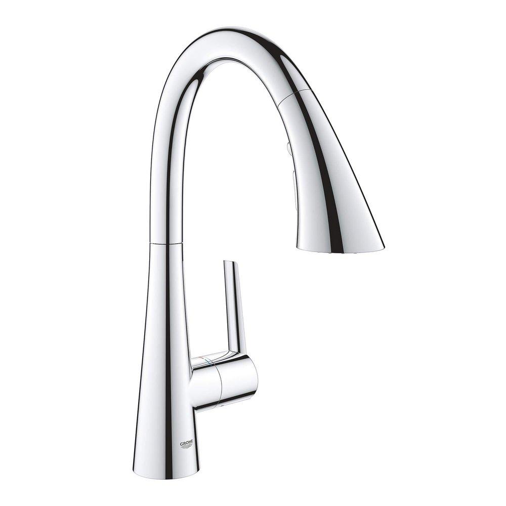GROHE Chrome Single Handle Pull Out Kitchen Faucet 