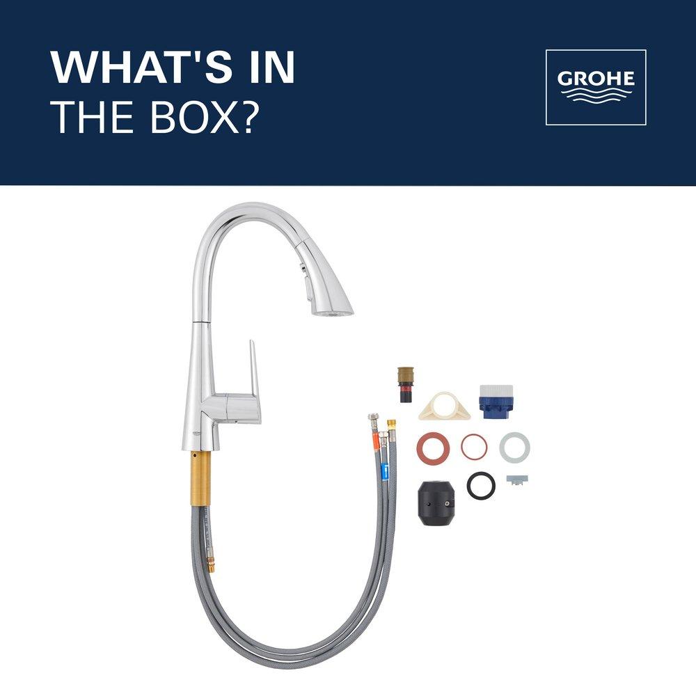 GROHE Chrome Single Handle Pull Out Kitchen Faucet 