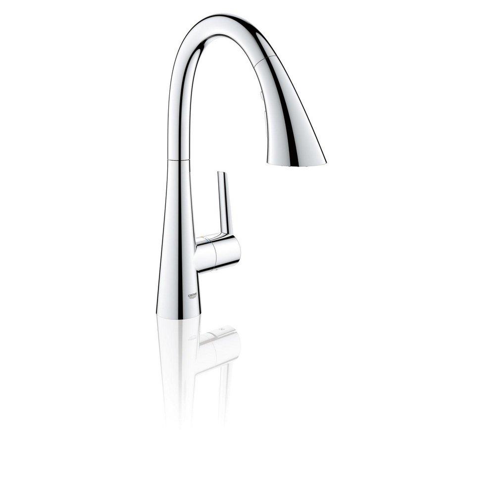 GROHE Chrome Single Handle Pull Out Kitchen Faucet 