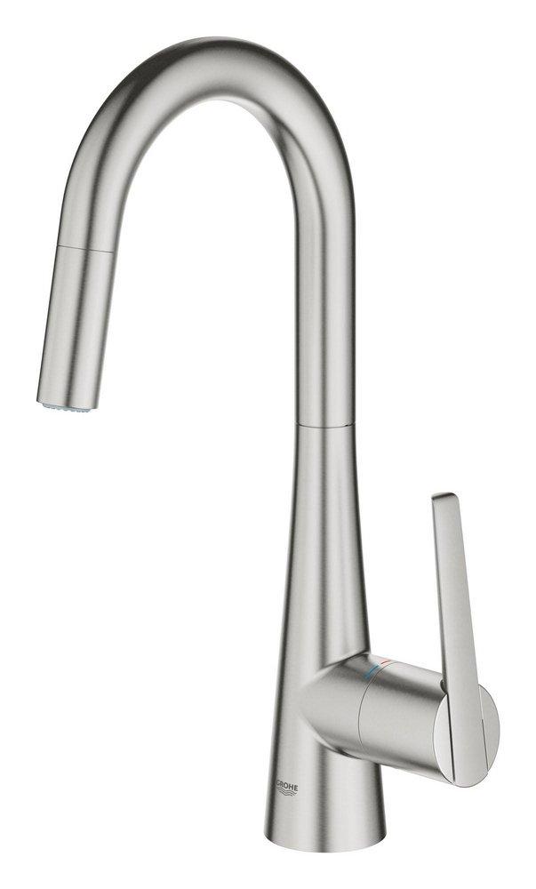 GROHE SuperSteel Infinity Single Handle Pull Out Kitchen Faucet 