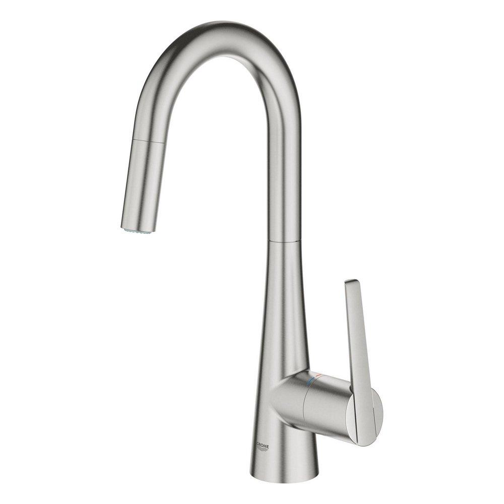 GROHE SuperSteel Infinity Single Handle Pull Out Kitchen Faucet 