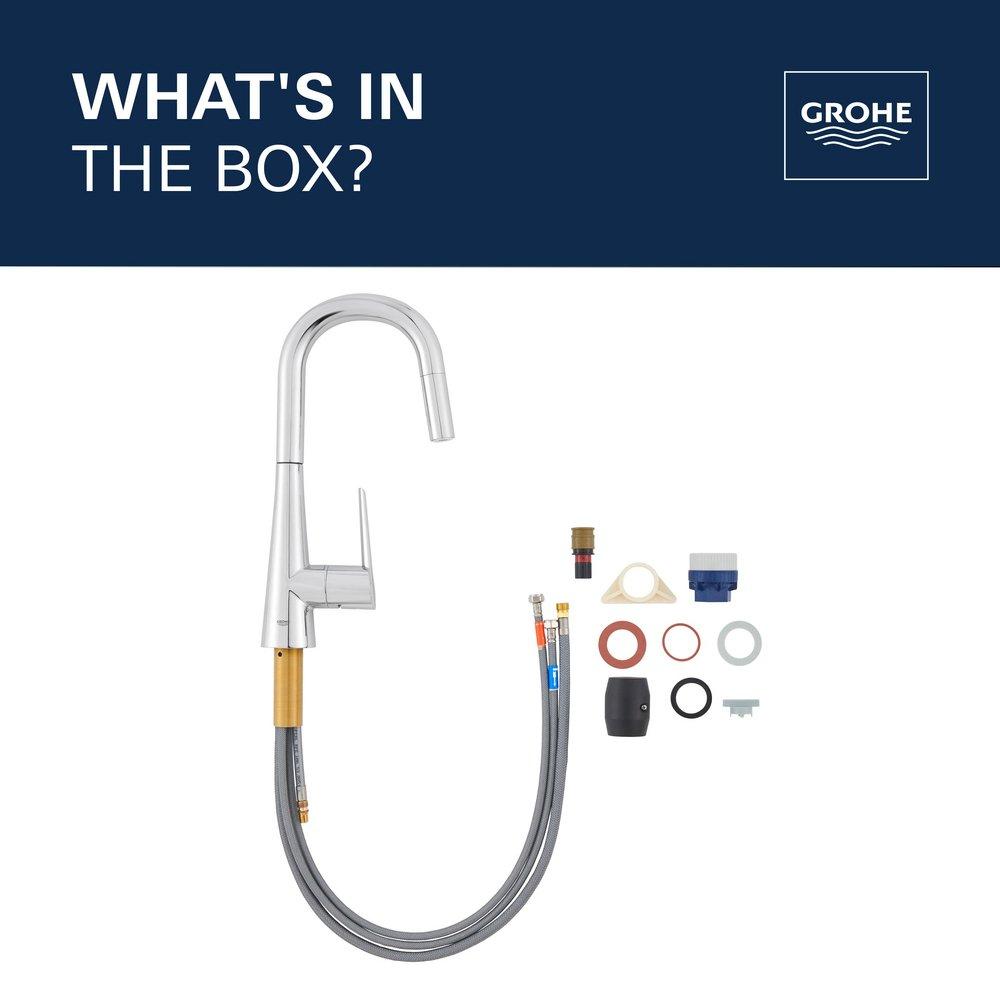 GROHE SuperSteel Infinity Single Handle Pull Out Kitchen Faucet 