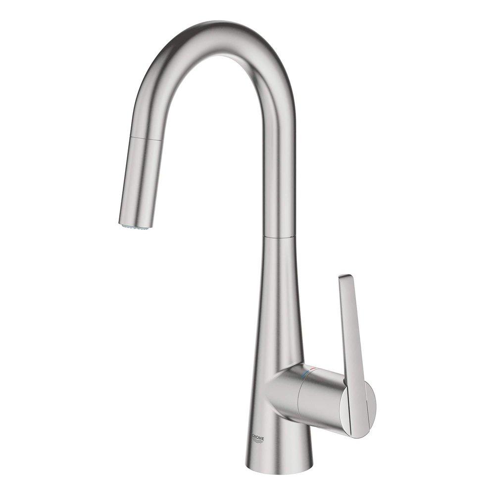 GROHE SuperSteel Infinity Single Handle Pull Out Kitchen Faucet 