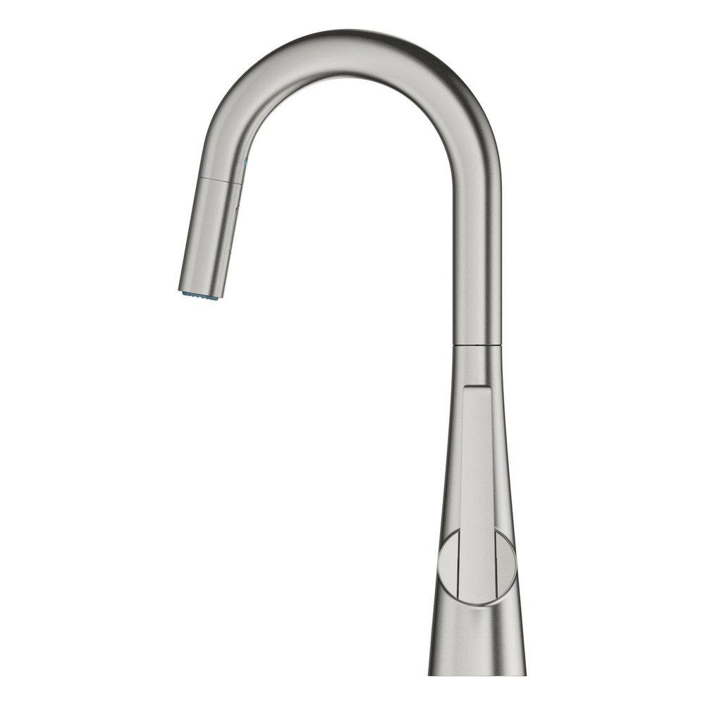 GROHE SuperSteel Infinity&trade; Single Handle Pull Out Kitchen Faucet 