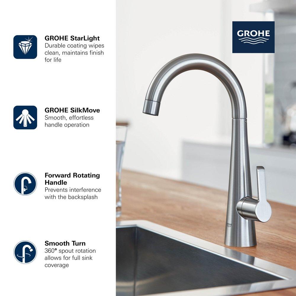 GROHE StarLight Chrome Single Handle Lever Handle Bar Faucet 