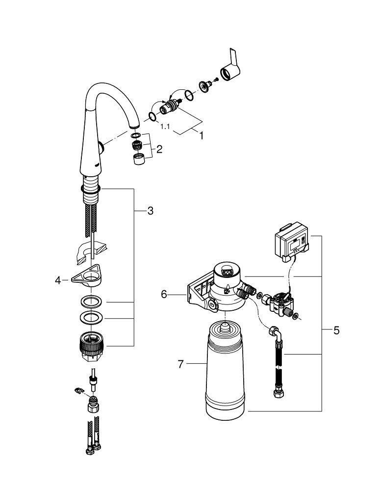 GROHE StarLight Chrome Single Handle Lever Handle Bar Faucet 