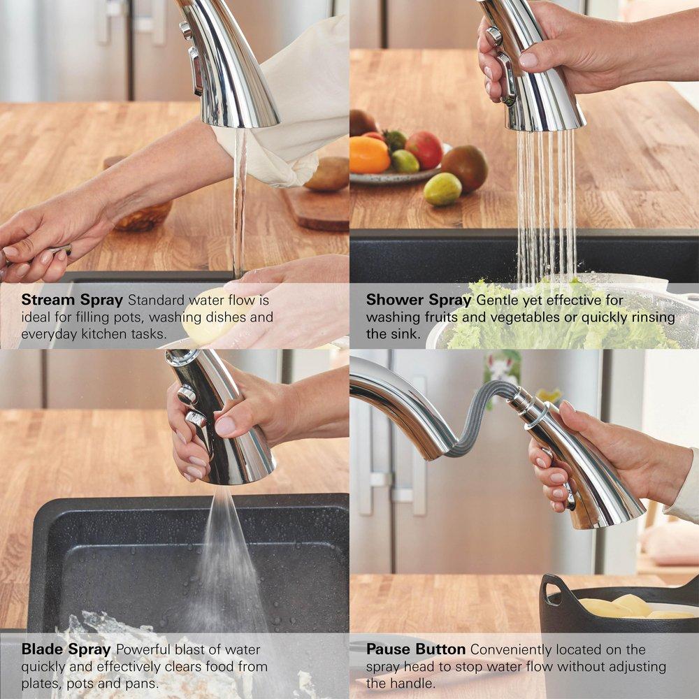 GROHE SuperSteel Infinity Single Handle Pull Out Kitchen Faucet 