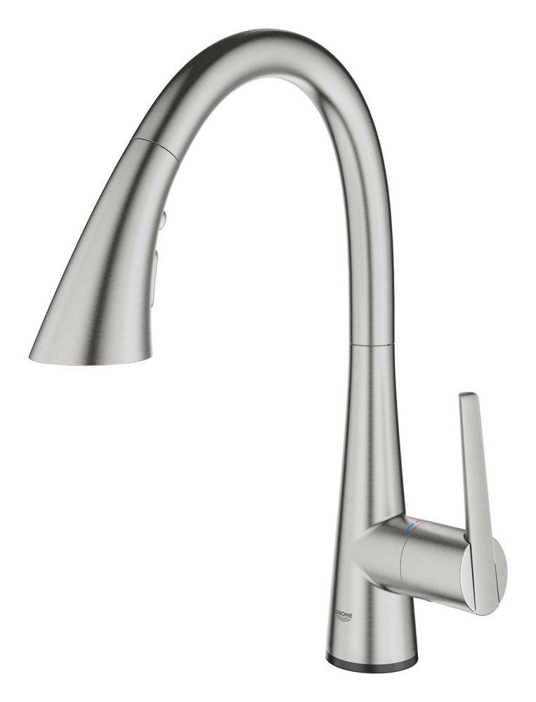 GROHE SuperSteel Infinity Single Handle Pull Out Kitchen Faucet 
