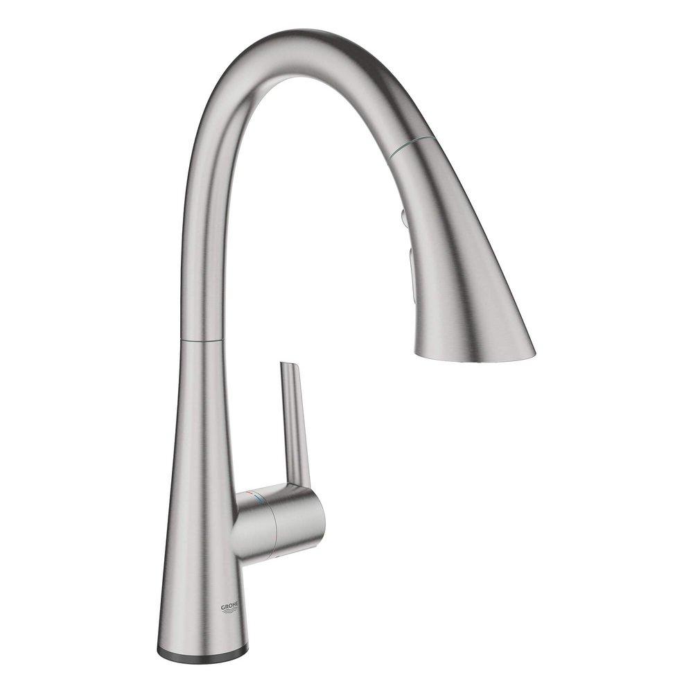 GROHE SuperSteel Infinity Single Handle Pull Out Kitchen Faucet 