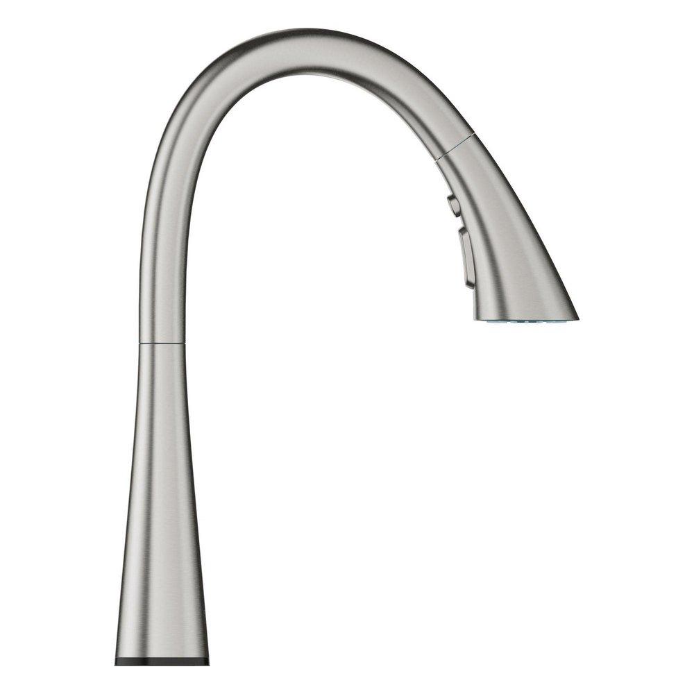 GROHE SuperSteel Infinity&trade; Single Handle Pull Out Kitchen Faucet 
